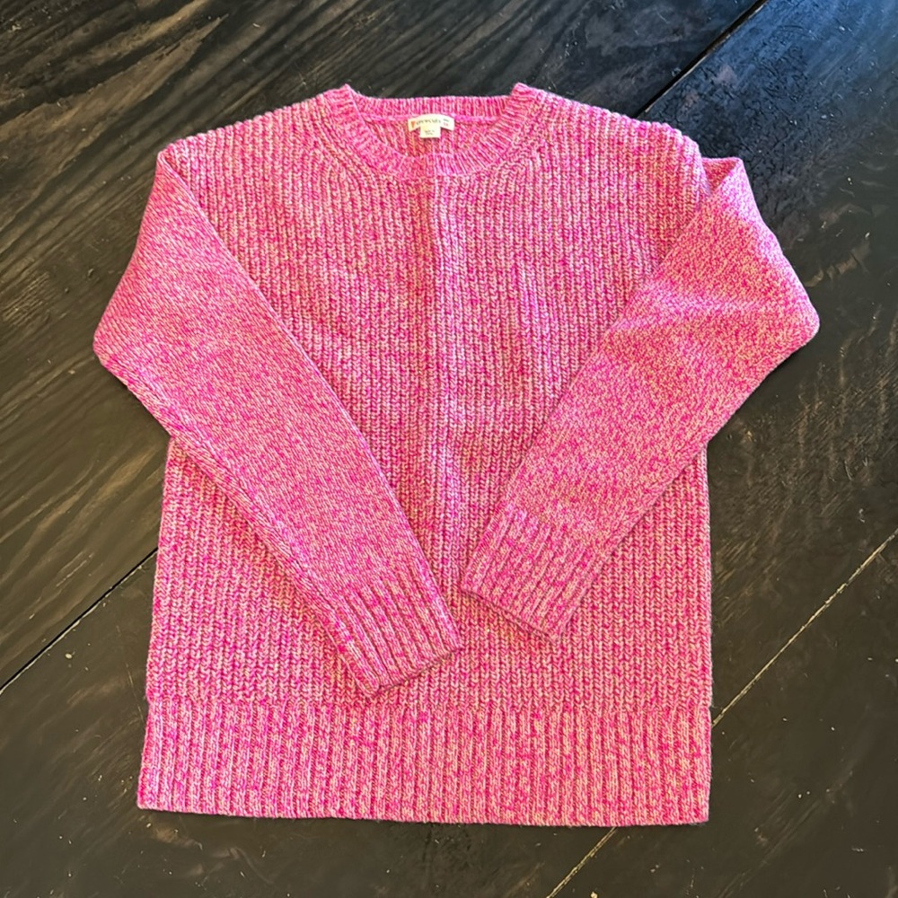 Crew cuts wool blend sweater; pink with gold thread